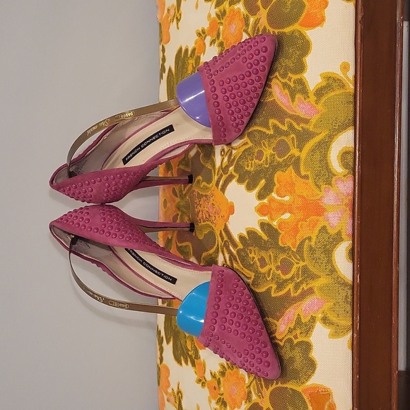 French Connection Pink Suede Studded 4 inch Heels - Picture 1 of 9